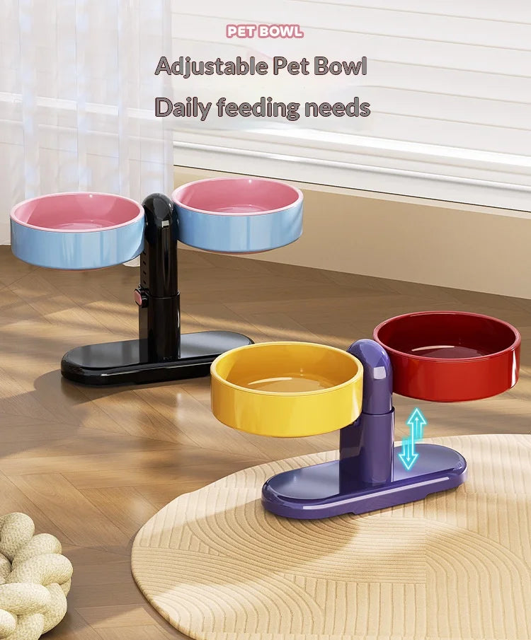 Height-Adjustable Anti-Tip Pet Bowl – For Cats & Dogs