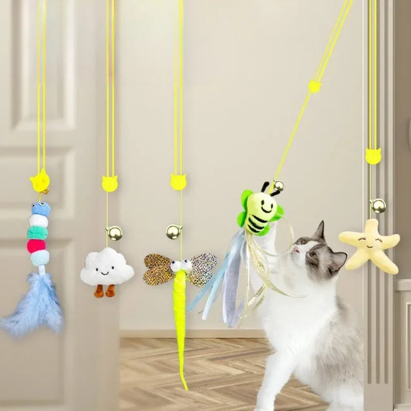 Cat Elastic Rope Toy with Bell and Door Hanger