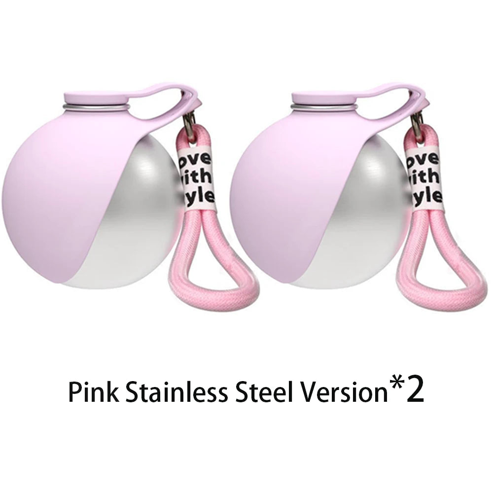 2-in-1 Stainless Steel Dog Water Bottle with Foldable Bowl