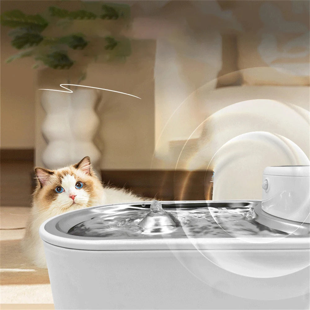 Fontaine à eau intelligente automatique pour chat - Distributeur d'eau pour animaux de compagnie sans fil à détection infrarouge 3L