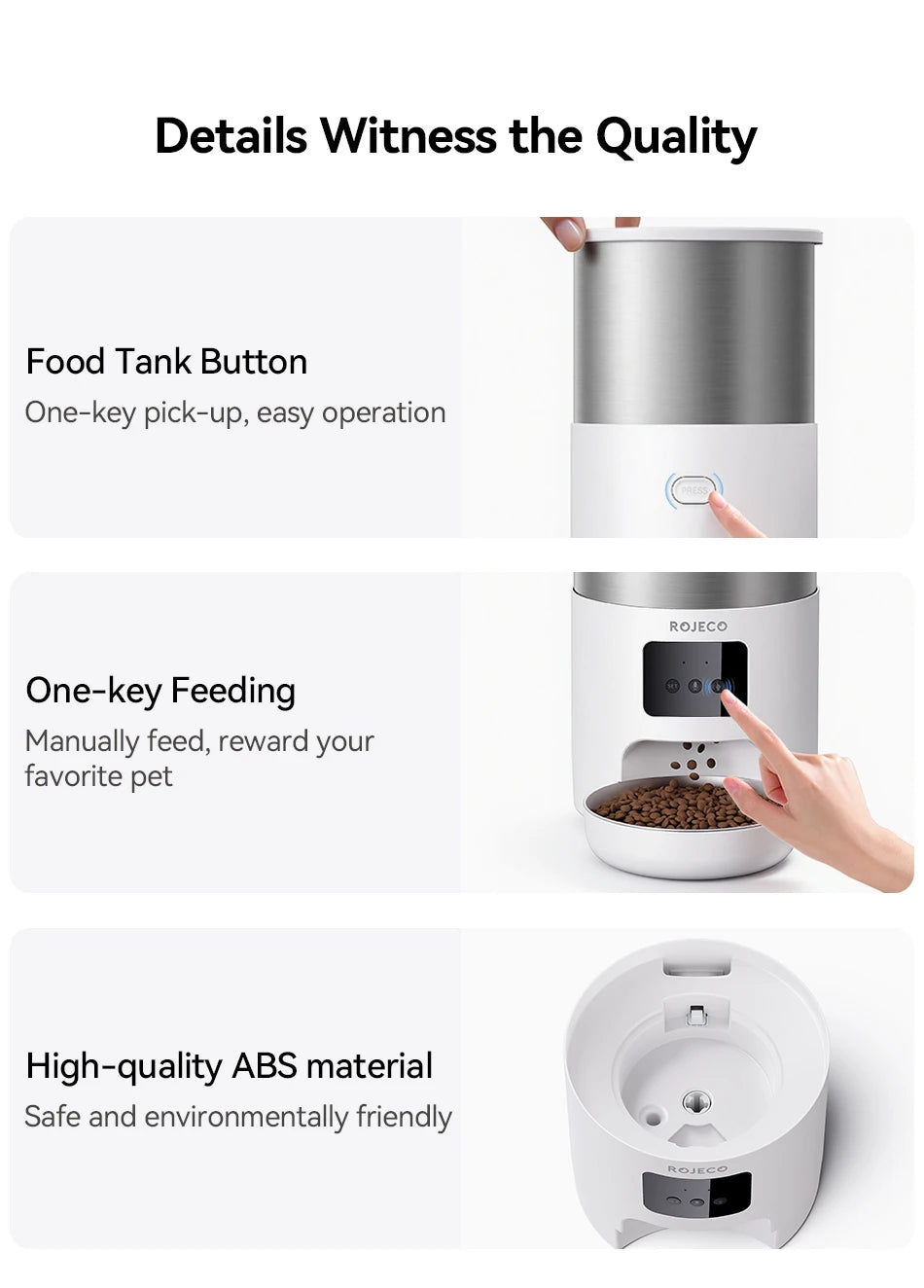Distributeur automatique intelligent pour animaux de compagnie en acier inoxydable de 4,5 L avec Wi-Fi et enregistrement vocal