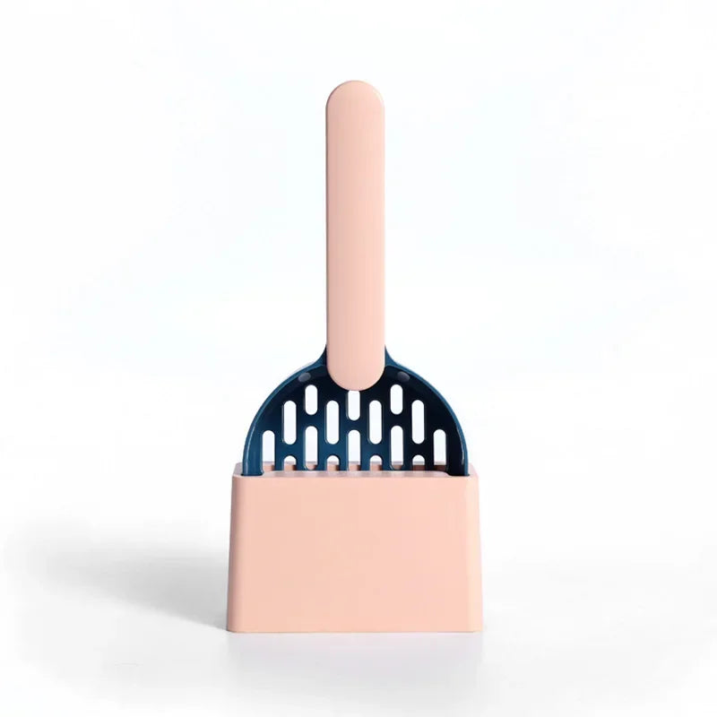 Cat Litter Scoop Set with Base & Fine-Hole Filter – Deep-Clean Sifting Scoop for Cat Litter Trays