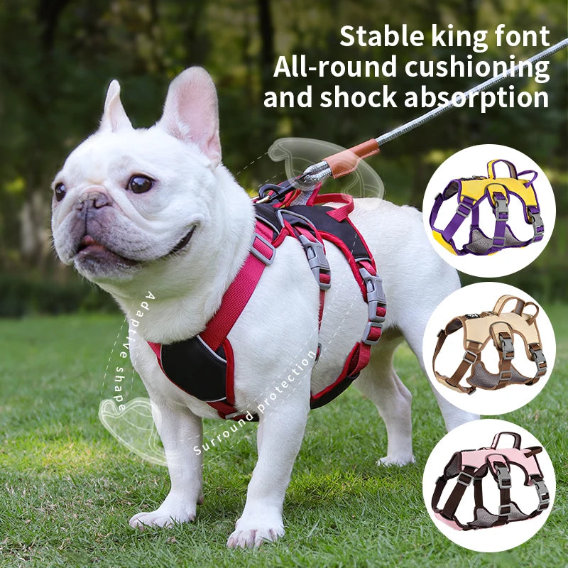 No Pull French Bulldog Harness with Grip Pet Outdoor Walking Supplies for Small Medium Dogs Reflective Strong Dog Harnesses