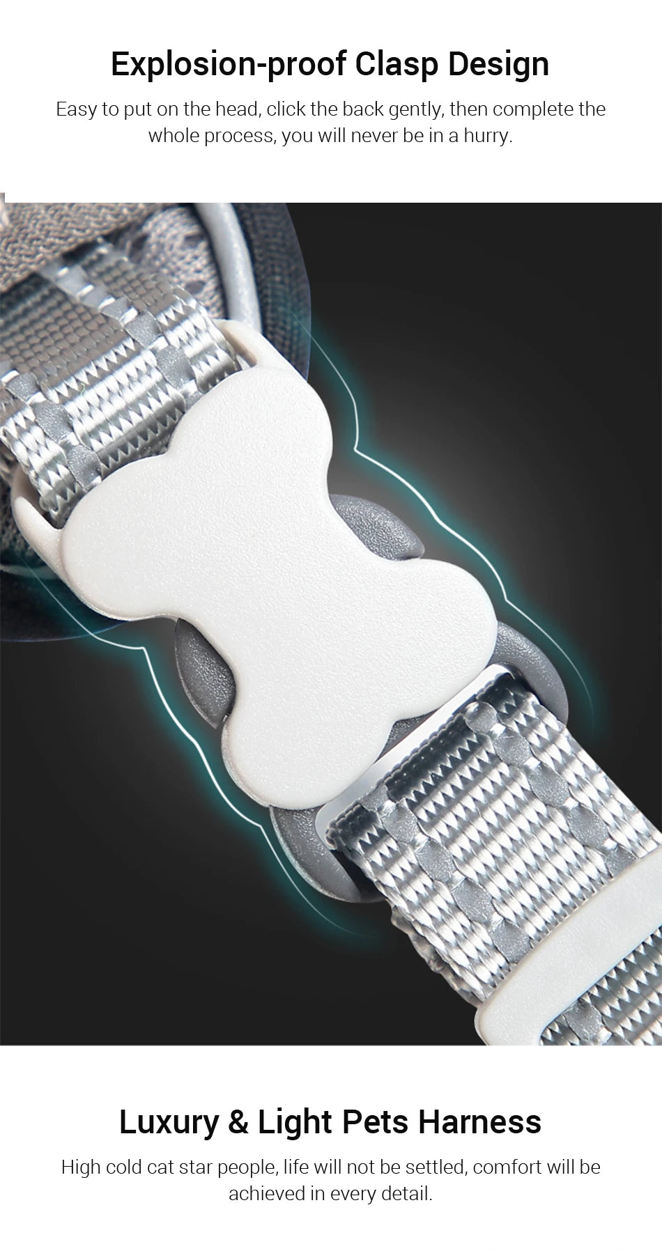 Reflective Cat Harness and Leash Set - Escape Proof, Adjustable Walking Harness