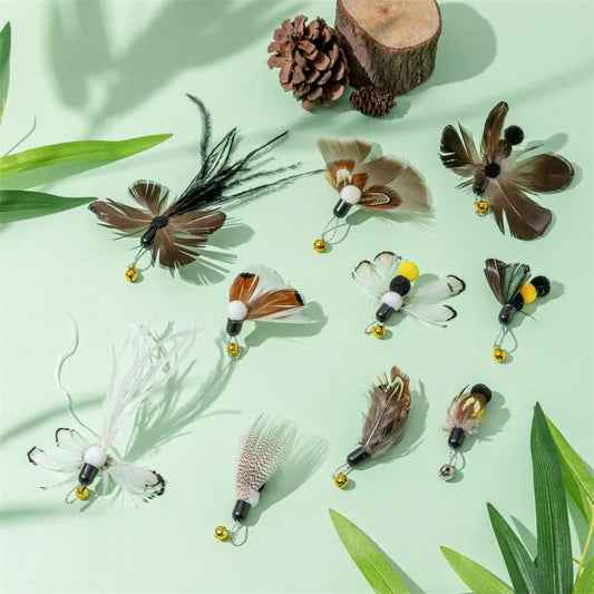 Interactive Cat Feather Toy Replacement with Bell