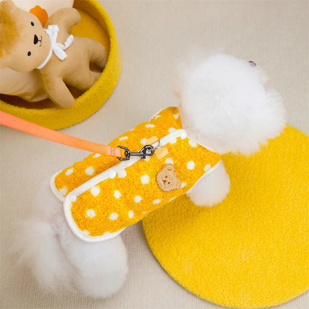 Fleece Dot Print Jacket Vest for Small Dogs & Cats