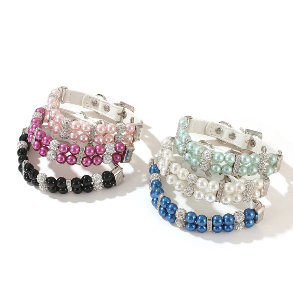 Pearl & Rhinestone Pet Collar for Cats & Dogs