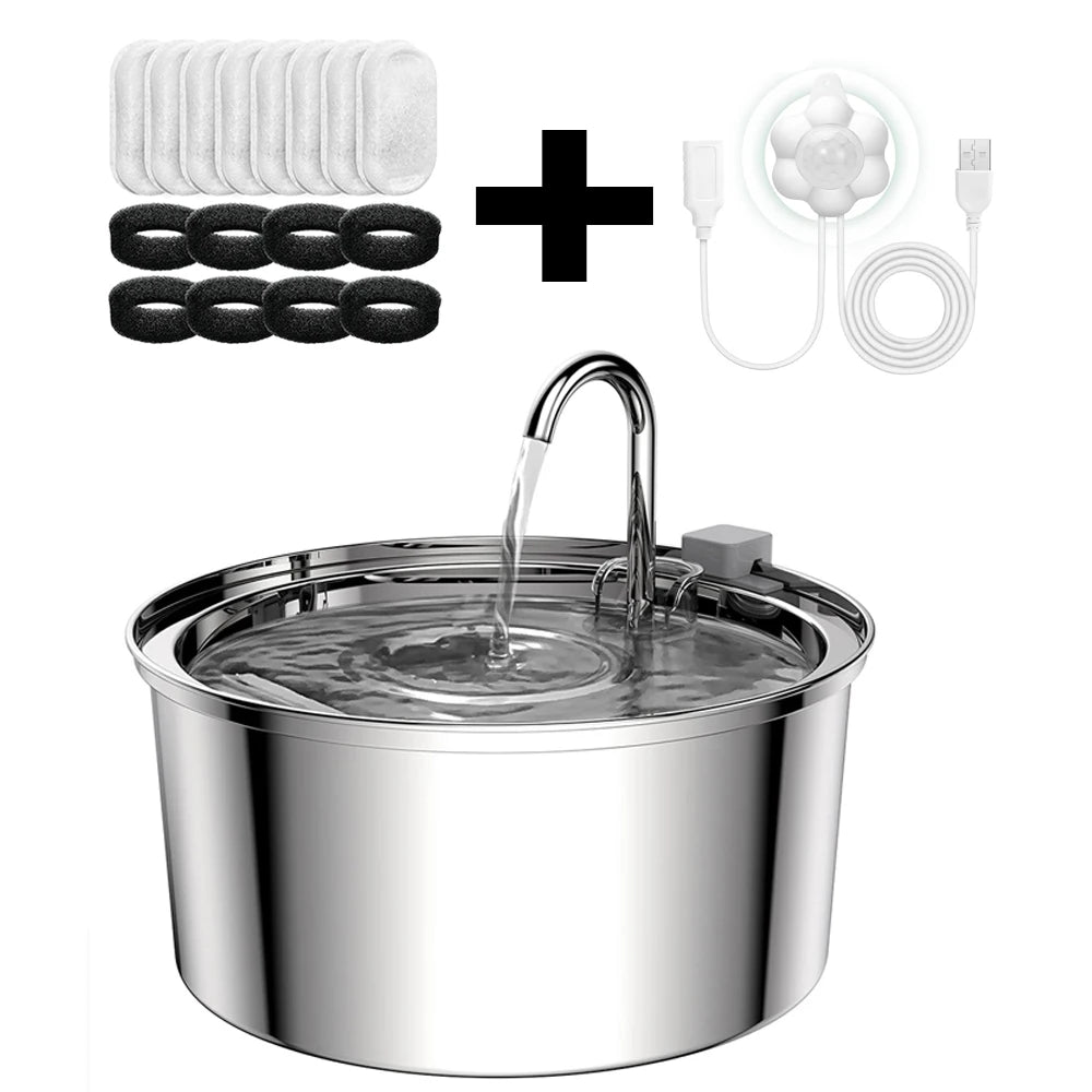 3.2L Stainless Steel Pet Water Fountain with Silent Pump