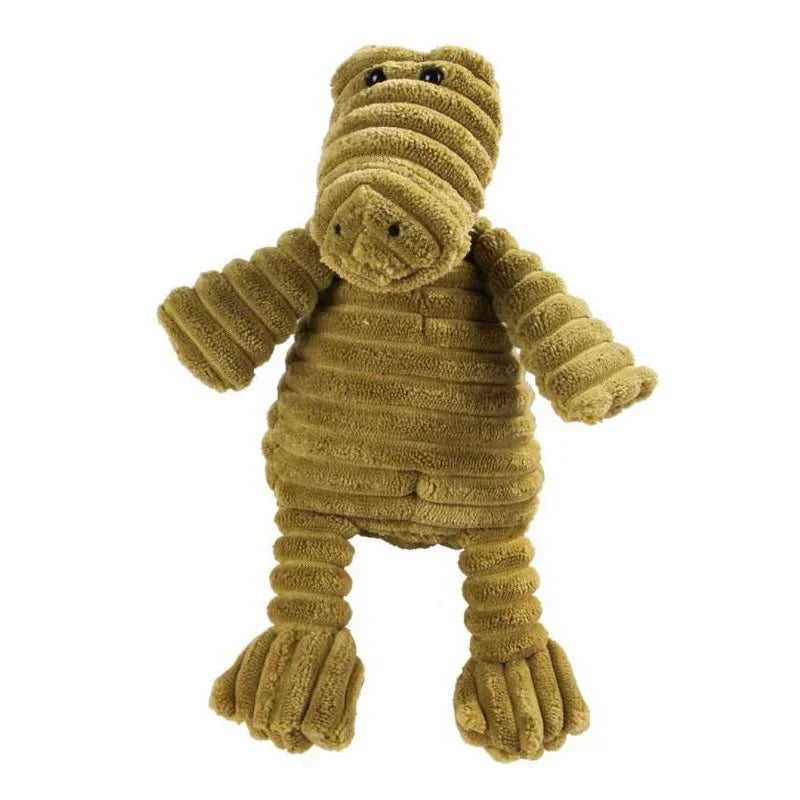 Jouet couineur en peluche pour chien - Forme d'animal en velours côtelé résistant aux morsures