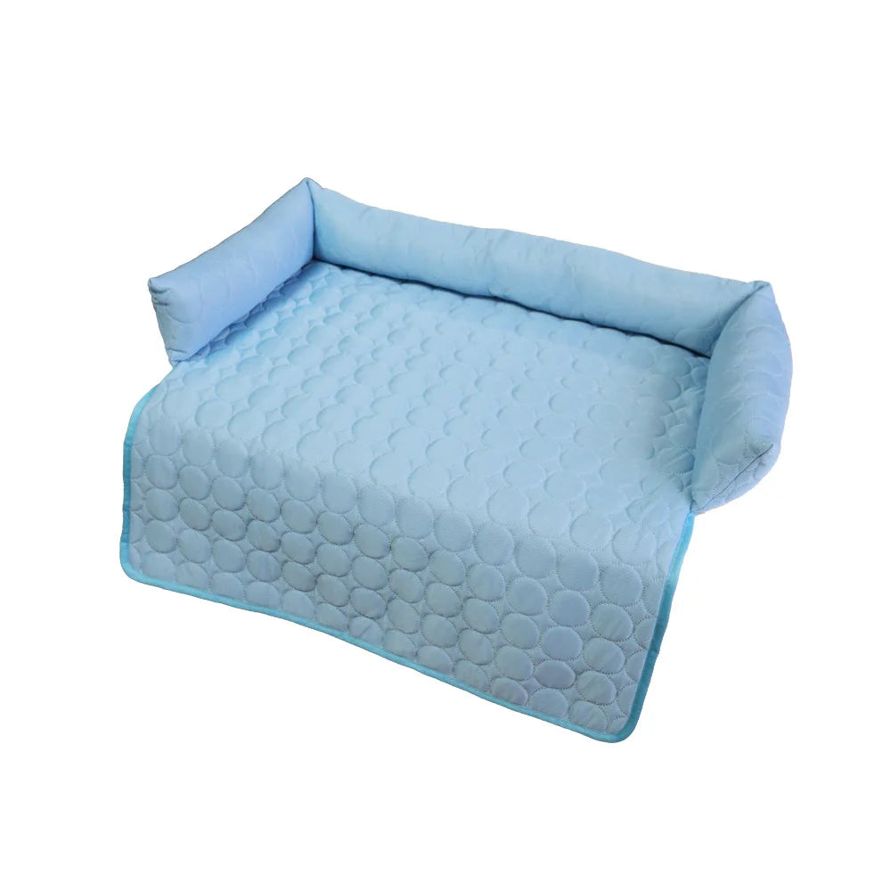 Premium Ice Silk Cooling Mat with Integrated Pillow — Large Breathable Pet Pad in 3 Colours & 2 Sizes