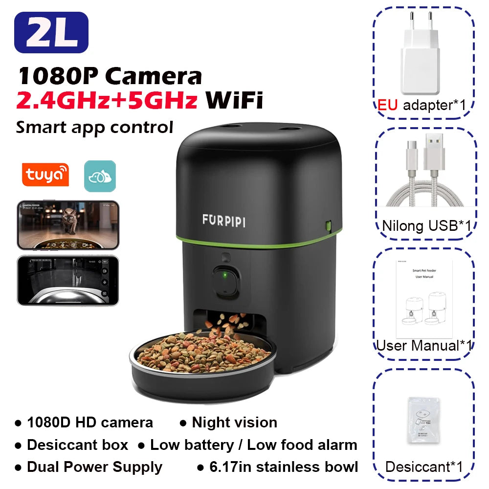 Smart Camera Pet Feeder with 1080P HD & 5G WiFi