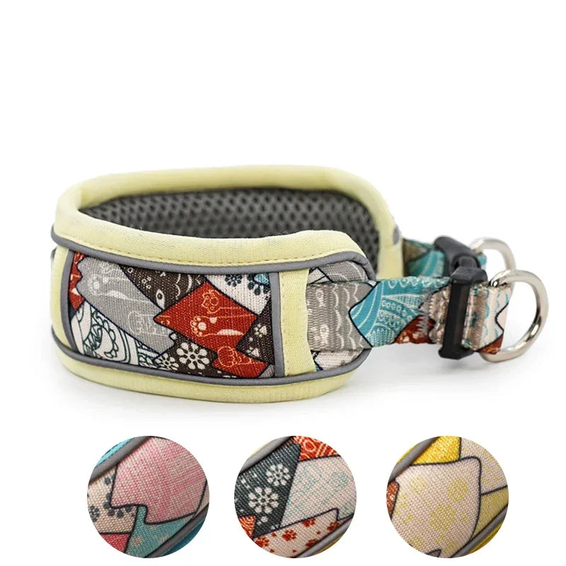 Reflective Breathable Mesh Dog Collar with Double D-Ring – All Sizes