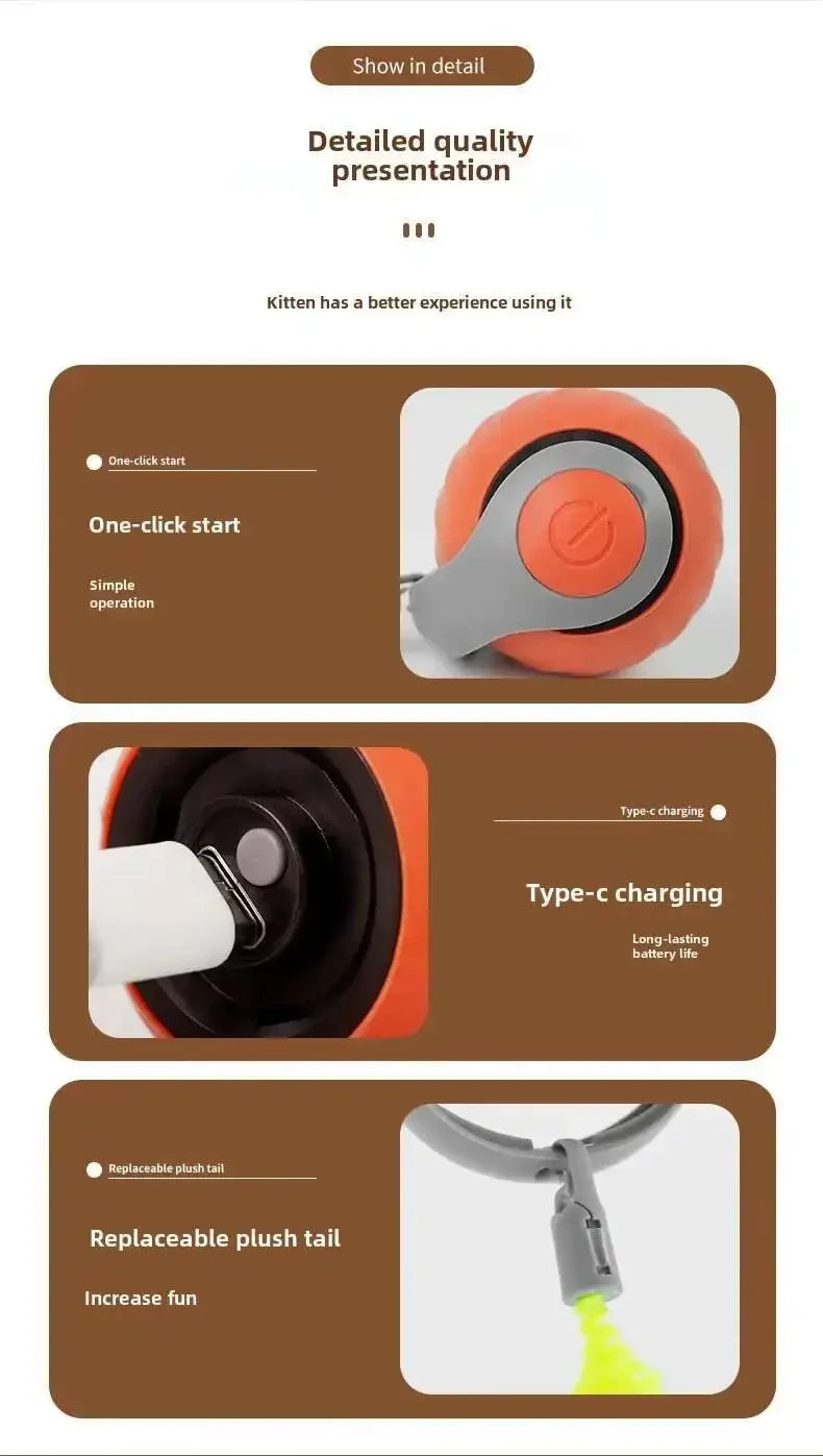Smart Touch & Motion Activated Rolling Ball Toy for Cats & Dogs