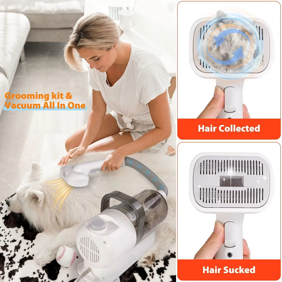 6-in-1 Pet Grooming Vacuum Kit | 2.5L | CE, RoHS & FCC Certified | Dogs & Cats