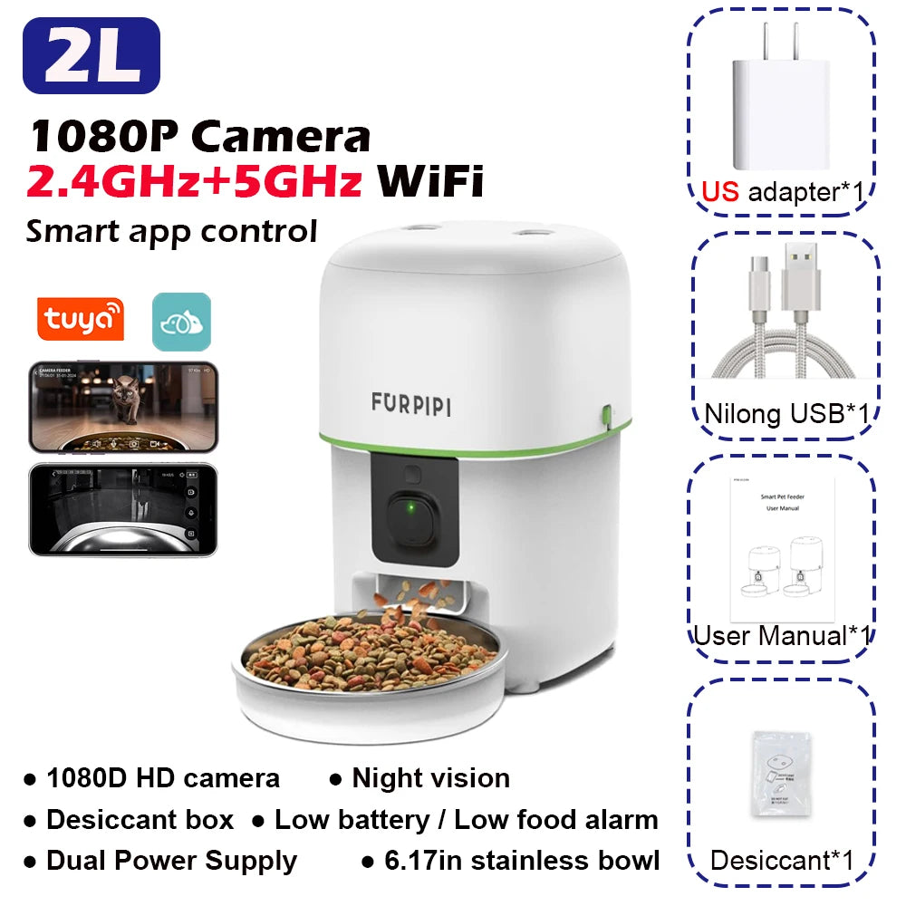 Smart Camera Pet Feeder with 1080P HD & 5G WiFi