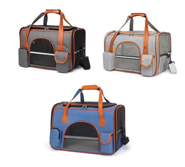 Anti-Collapse Pet Carrier Handbag with Storage Pockets