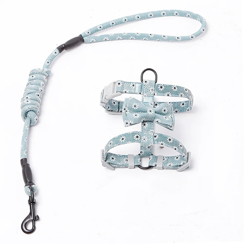 Floral Print Harness & Leash Set for Cats & Small Dogs