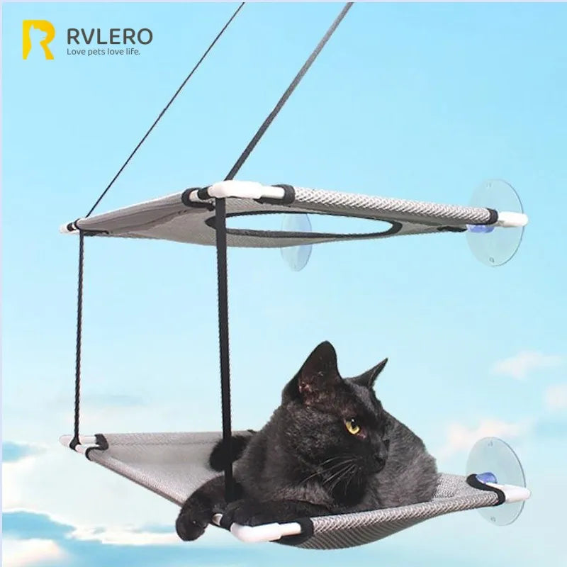 Double-Decker Window Cat Hammock – Suction Cup Bunk Bed for Cats
