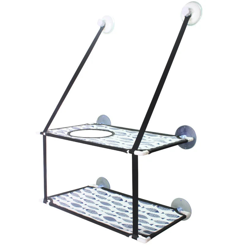 Double-Decker Window Cat Hammock – Suction Cup Bunk Bed for Cats