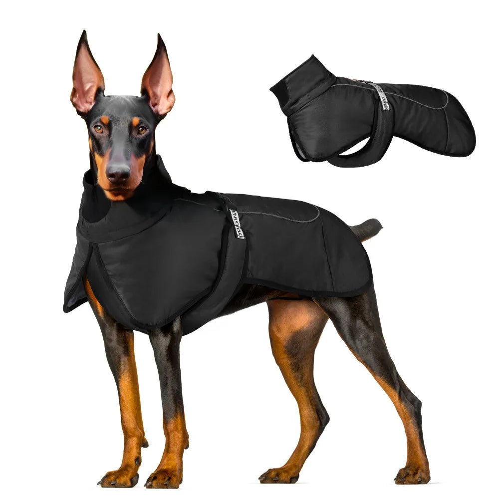 Waterproof Dog Winter Coat with Built-In Harness — Reflective Windproof Turtleneck Jacket