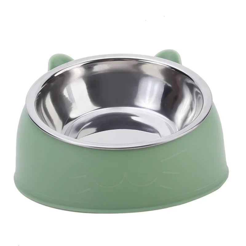 Cat Ear Stainless Steel Pet Bowl with Non-Slip Base