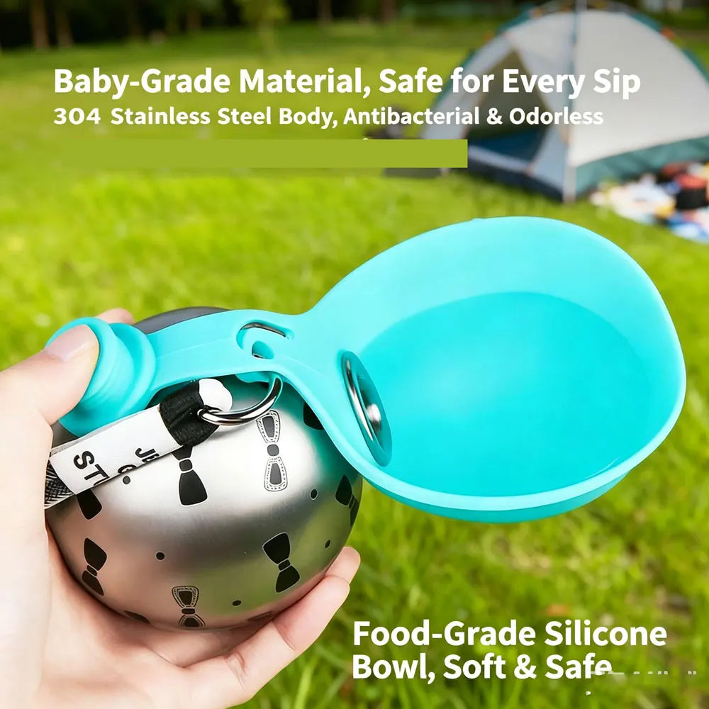 Portable Stainless Steel Water Dispenser for Dogs