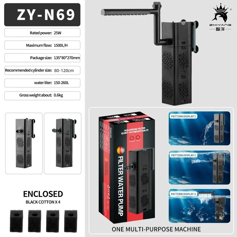 Internal Aquarium Filter with Spray Bar Outlet