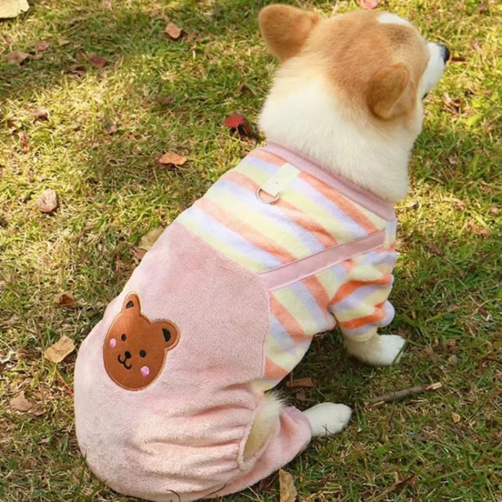 Combinaison polaire douce avec anneau de laisse pour chiens et chats de petite, moyenne et grande taille
