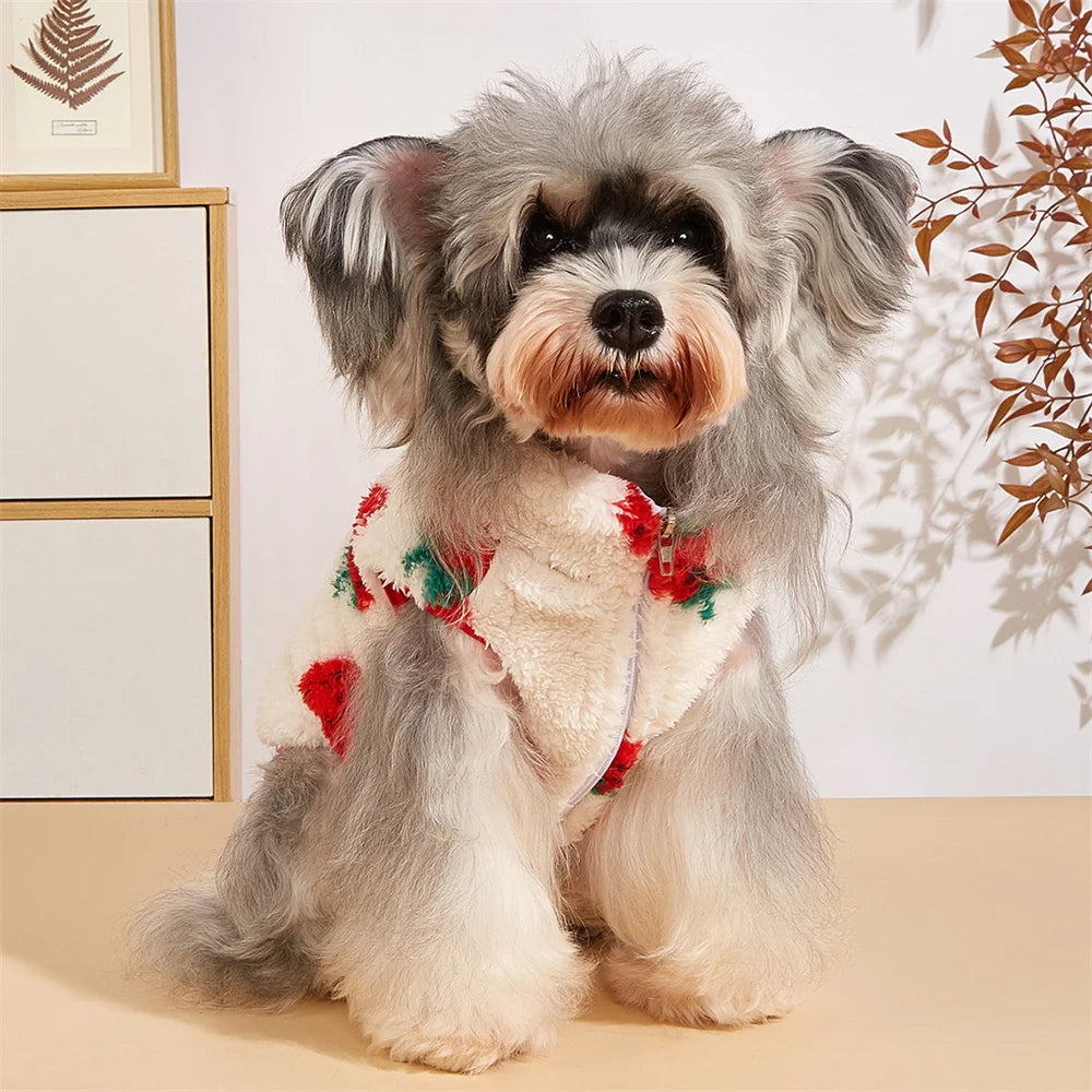 Cartoon Print Plush Vest for Small Dogs & Cats | Autumn Winter