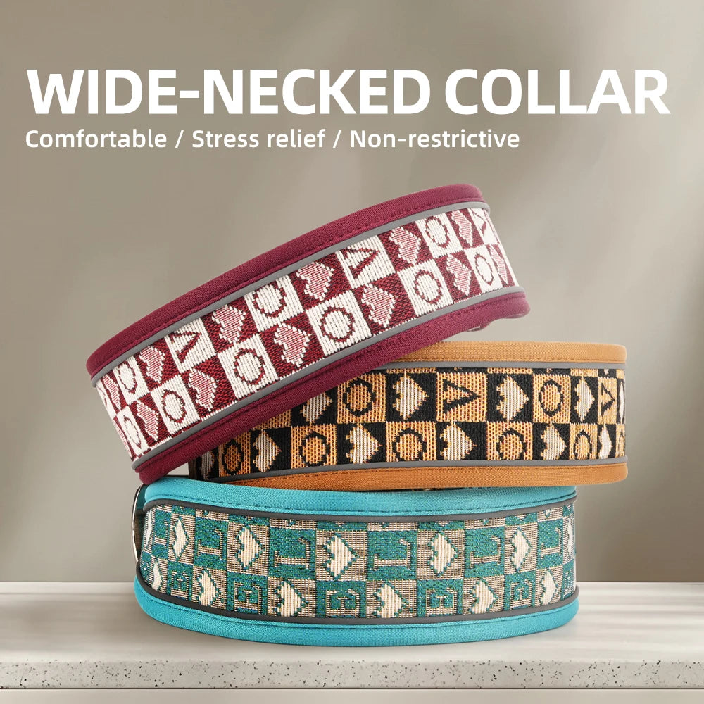 Wide Reflective Dog Collar with No-Pressure Fit