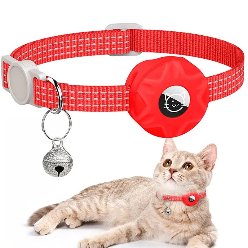 Support de collier pour animaux de compagnie avec design réfléchissant - Étui AirTag en silicone avec clochette