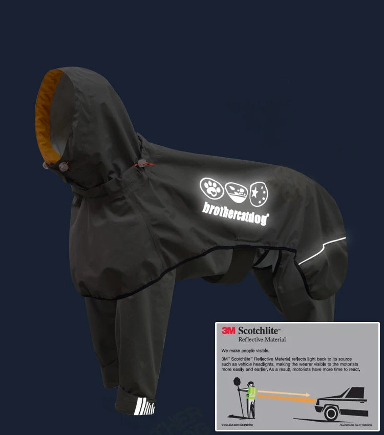 Waterproof Dog Raincoat Jumpsuit for Medium & Large Dogs