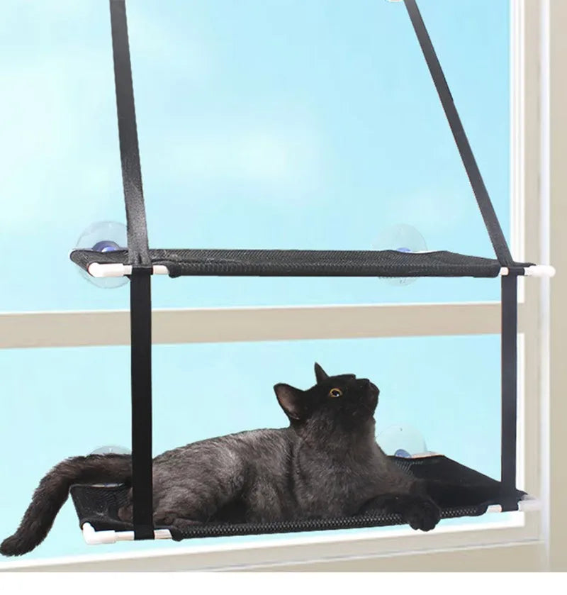 Double-Decker Window Cat Hammock – Suction Cup Bunk Bed for Cats