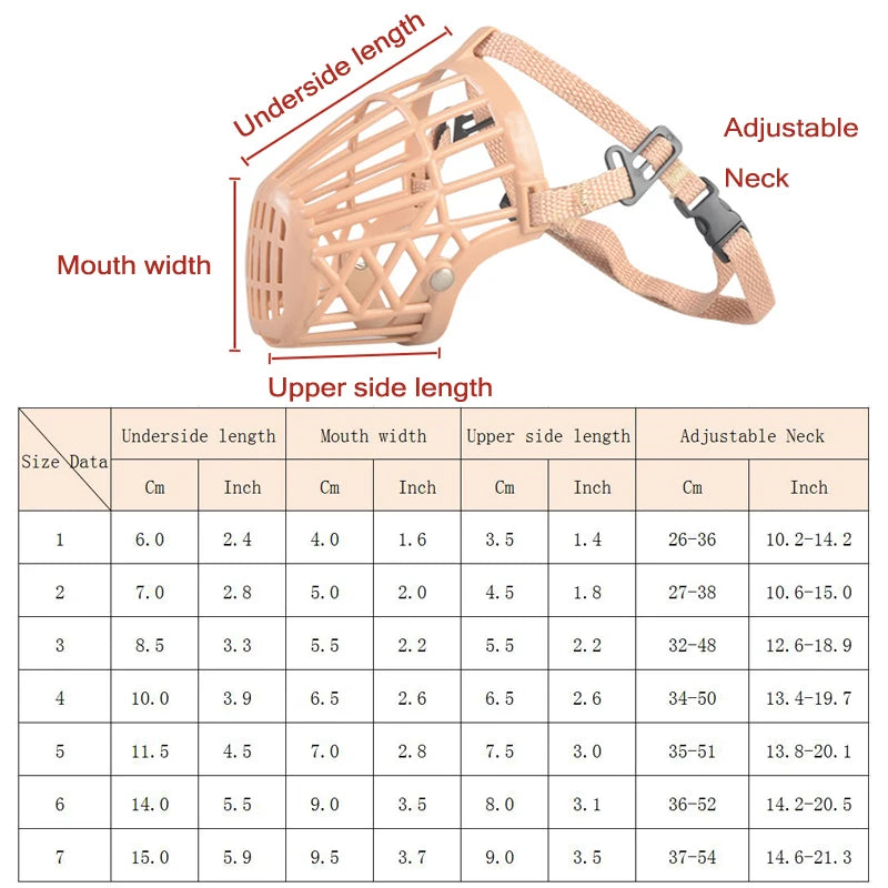 Adjustable Basket Muzzle for Dogs — 7 Sizes