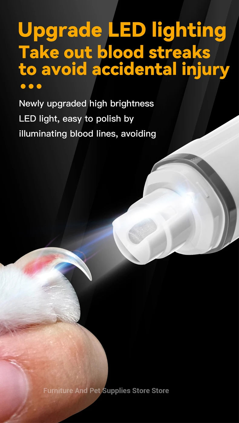 Electric Pet Nail Grinder with LED Light & 3-Speed Control