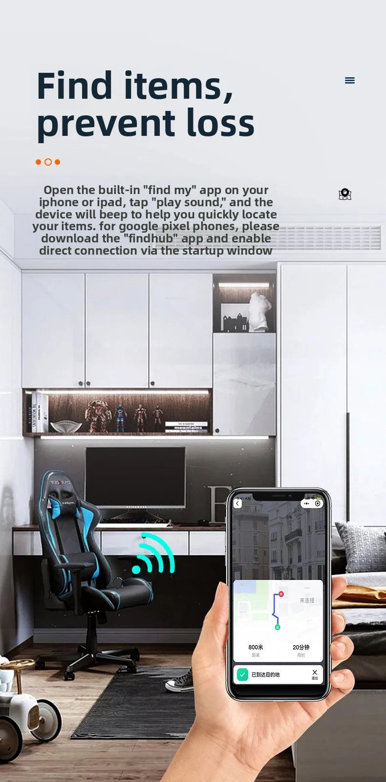 F8 Smart Tracker — Works with Apple Find My & Google Find My