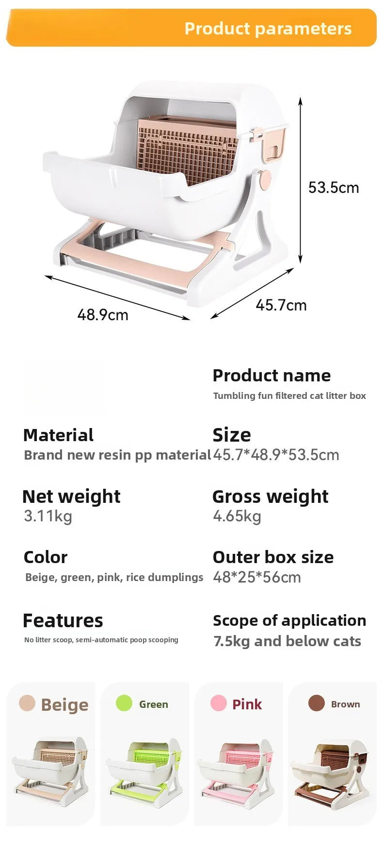 Semi-Automatic Self-Cleaning Cat Litter Box — XXL Semi-Enclosed Design, 4 Styles