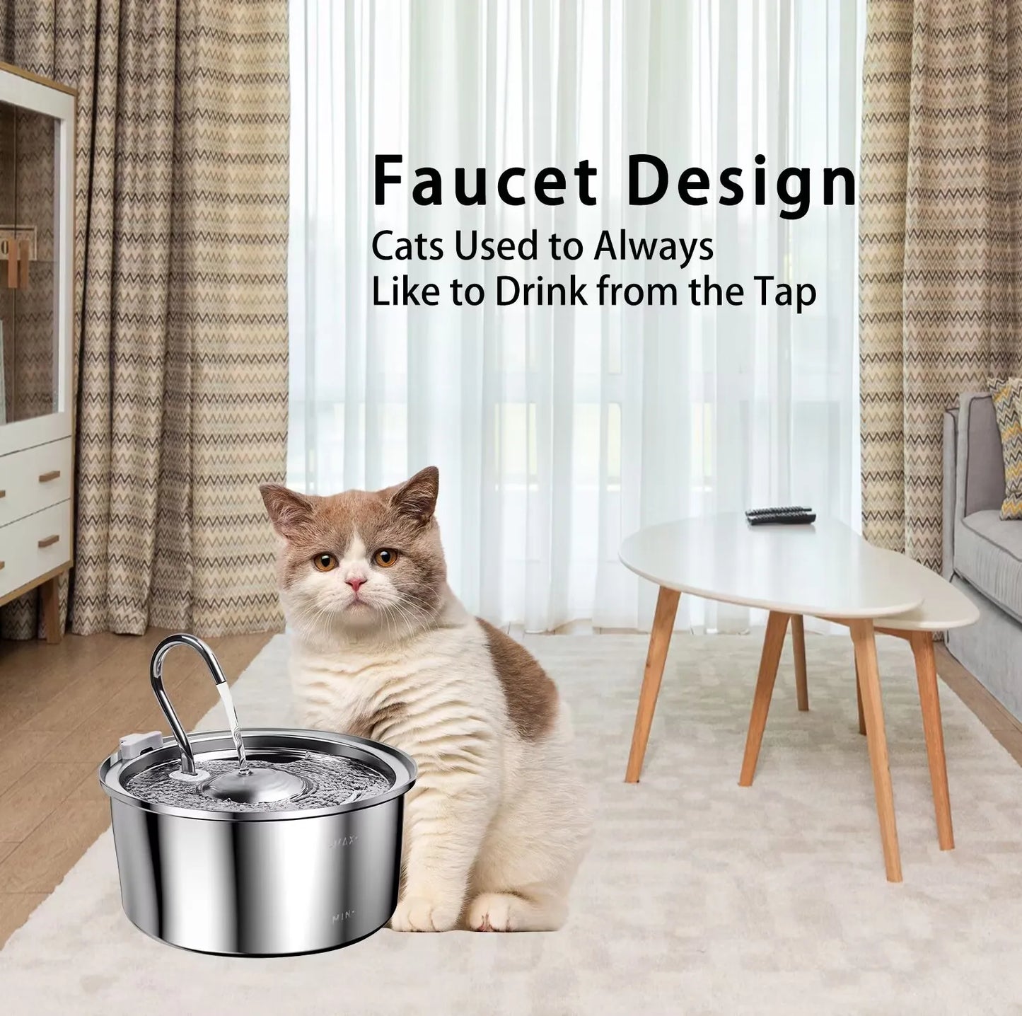 Distributeur d'eau pour animaux de compagnie en acier inoxydable de 3,2 L - Pompe filtrante silencieuse, distributeur d'eau automatique intelligent pour chats et chiens