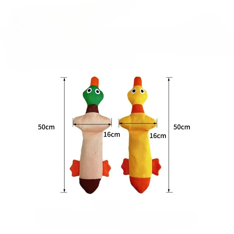 Jouet en peluche long canard à mâcher et nettoyer les dents pour chiens