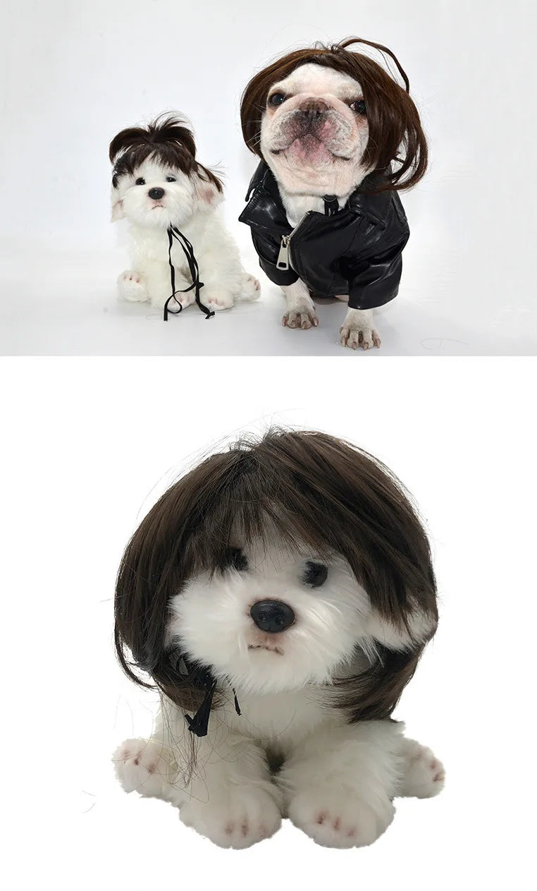 Pet Halloween Wig - Curly & Straight Hair Costume Accessory for Dogs & Cats