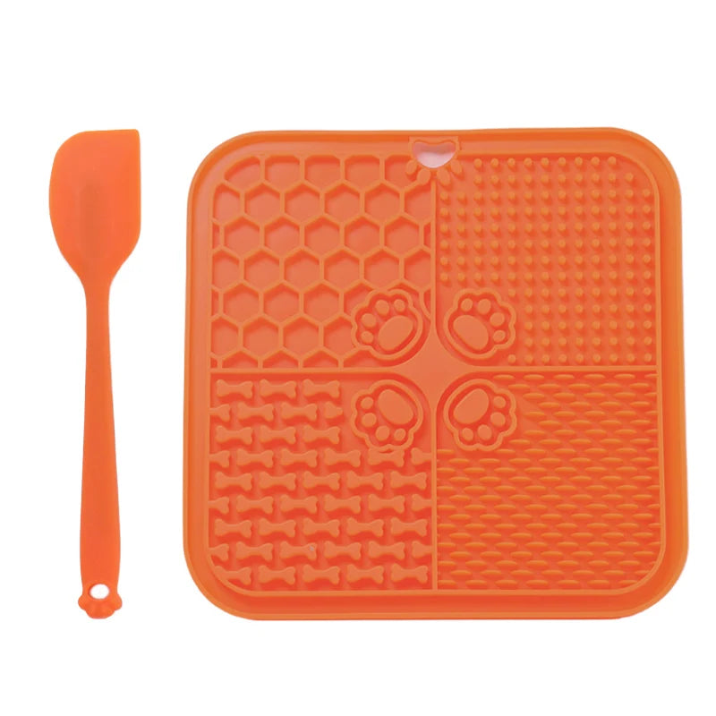 Silicone Slow Feeding Lick Mat with Spatula