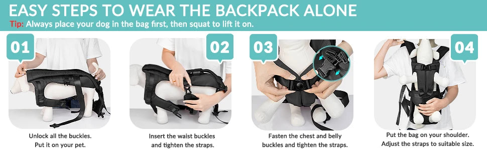 Hands-Free Dog Front Carrier Backpack for Hiking & Cycling