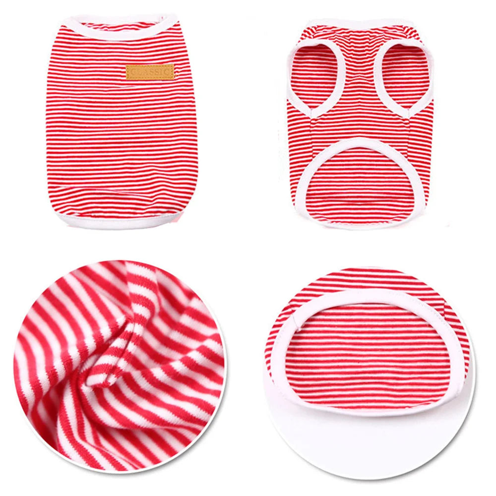 Classic Striped Cotton Vest for Cats & Small Dogs