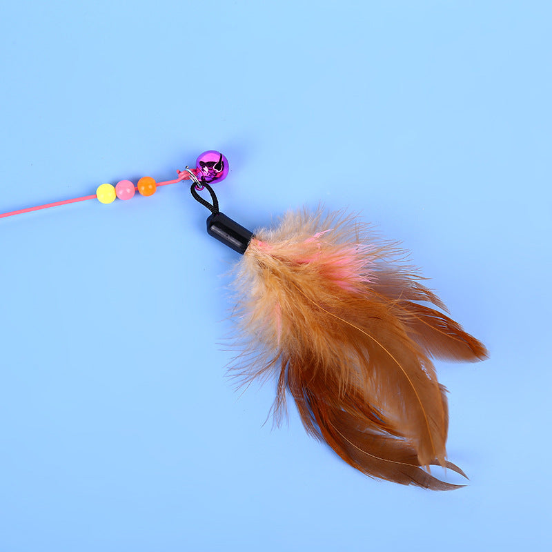 Interactive Feather Wand Cat Toy - Wire Teaser Stick for Kittens