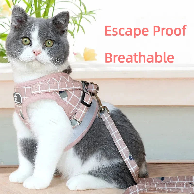 Adjustable Reflective Vest Harness & Leash Set for Small Dogs & Cats