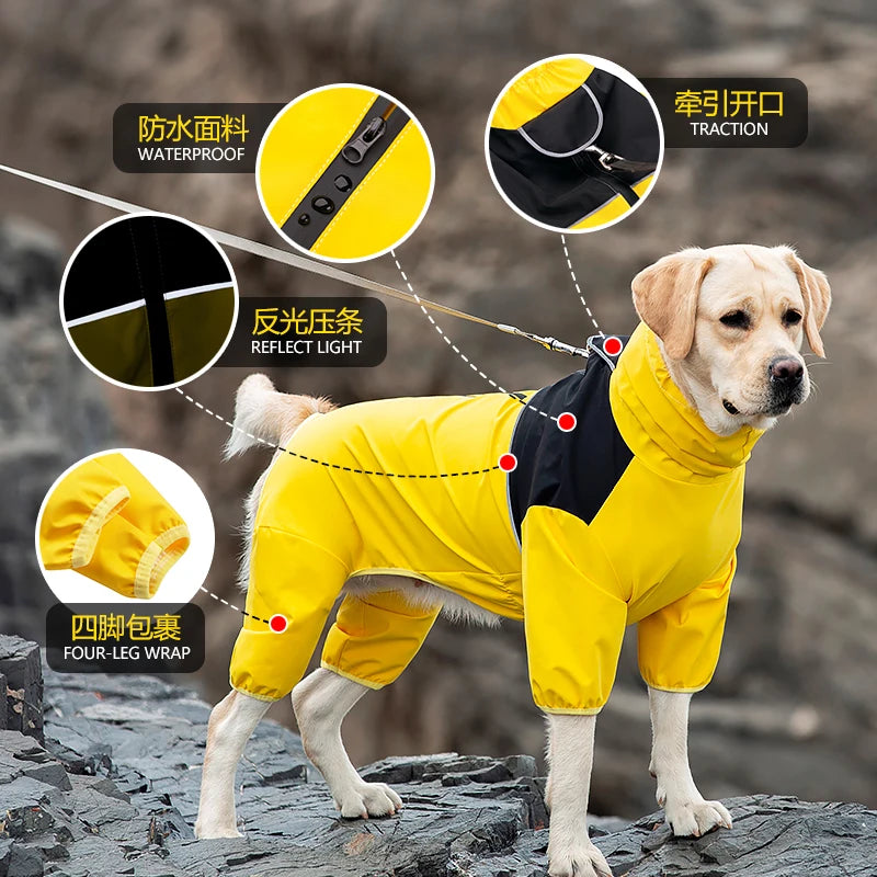 Waterproof Reflective Dog Raincoat Jumpsuit