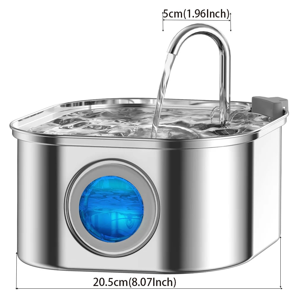 Stainless Steel Wireless Rechargeable Pet Water Fountain — Automatic Induction Drinking Bowl