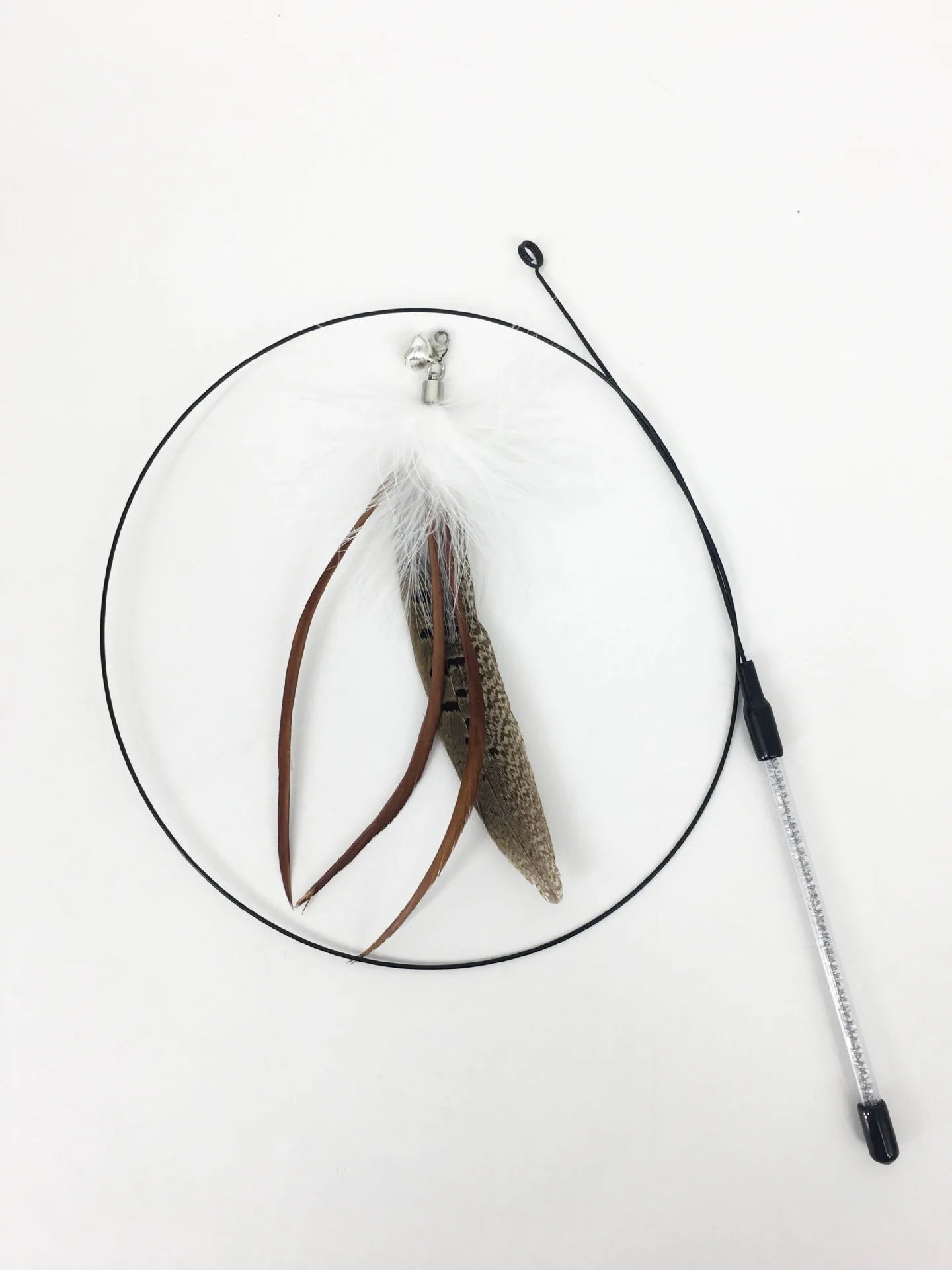 Interactive Feather Wand Cat Toy - Wire Teaser Stick for Kittens