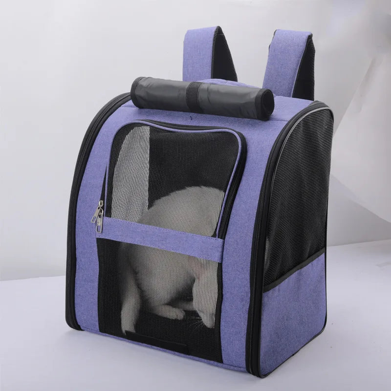 Foldable Breathable Pet Carrier Backpack – Shoulder Bag for Cats & Small Dogs