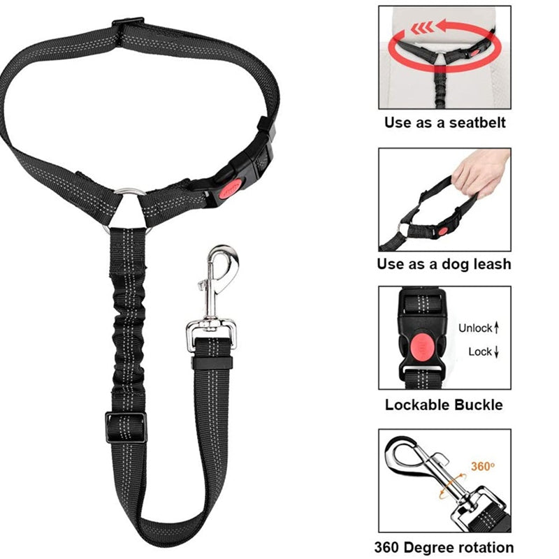 Reflective Dog Car Seat Belt and Walking Leash for Small Dogs